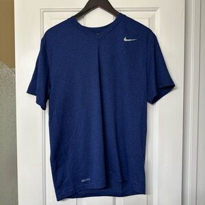 Nike Dri Fit Short Sleeve V Neck Shirt Navy Large